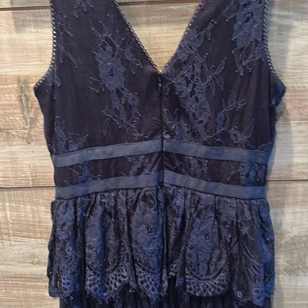 Parker Black Navy Blue Veronica Lace Tiered Sleeveless Maxi Gown sz 6 - Picture 5 of 13